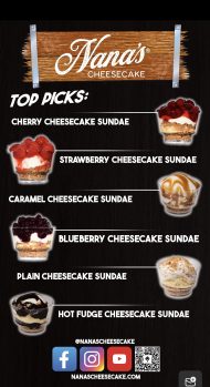 Nanas Cheesecake Menu